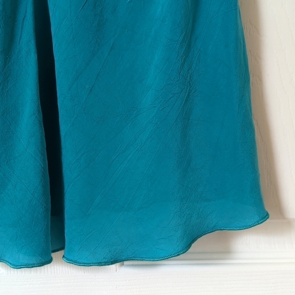 Click by Color Me Cotton 90's Vintage Flowy Layered Chiffon V-neck Tank Top Teal - Picture 9 of 11